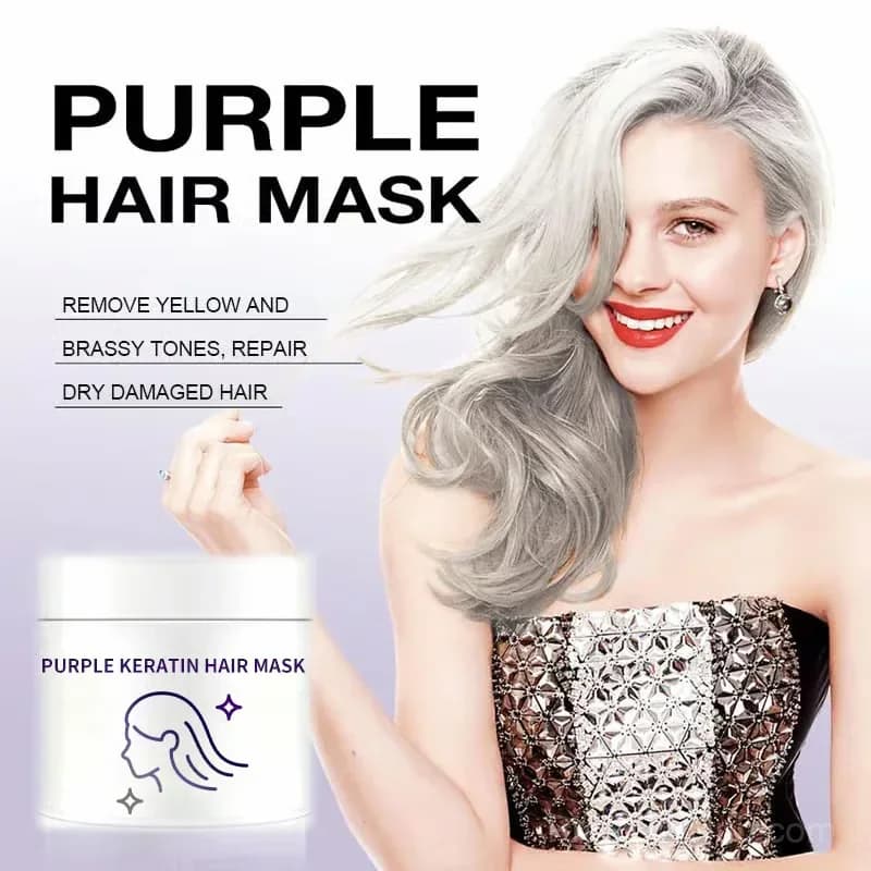 Purple Keratin Hair Mask for Blonde, Silver & Gray Hair, 100g - View 1