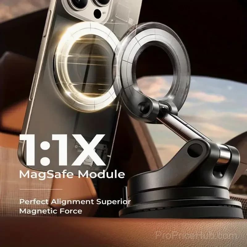 Foldable Magnetic Car Phone Holder, Black - View 8