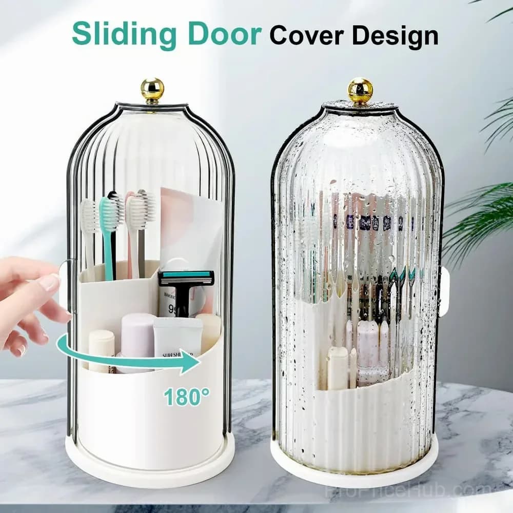 Sliding Lid Toothbrush Organizer, White - View 3