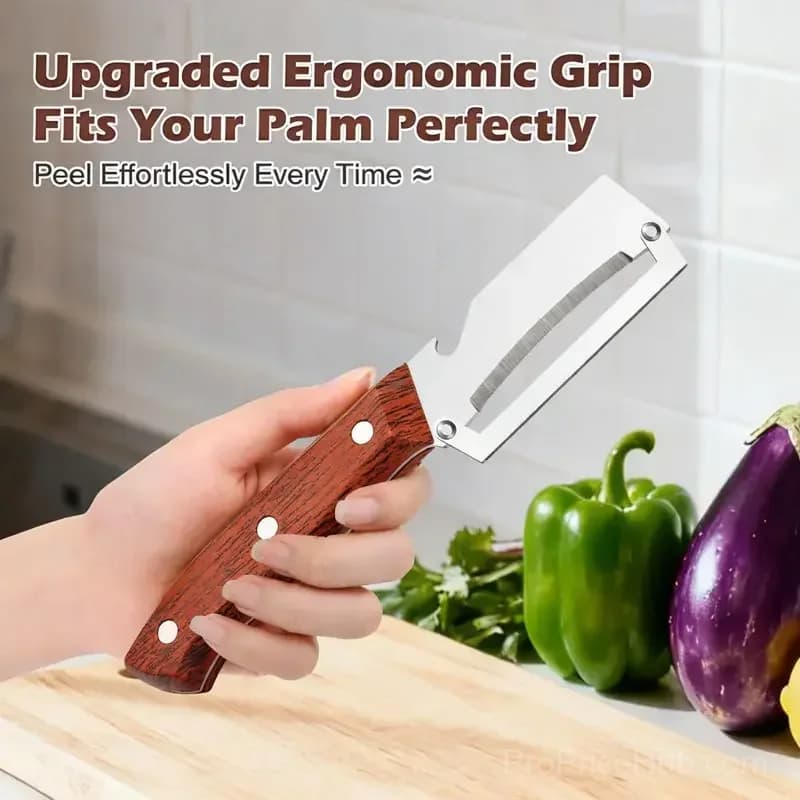 Stainless Steel Peeler with Wooden Handle and Bottle Opener - View 4