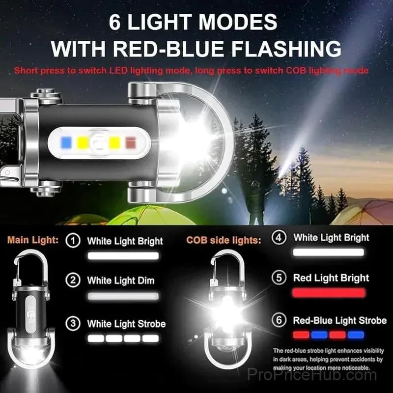 Rechargeable Mini Keychain Flashlight, 800 Lumens, 6 Modes - View 2