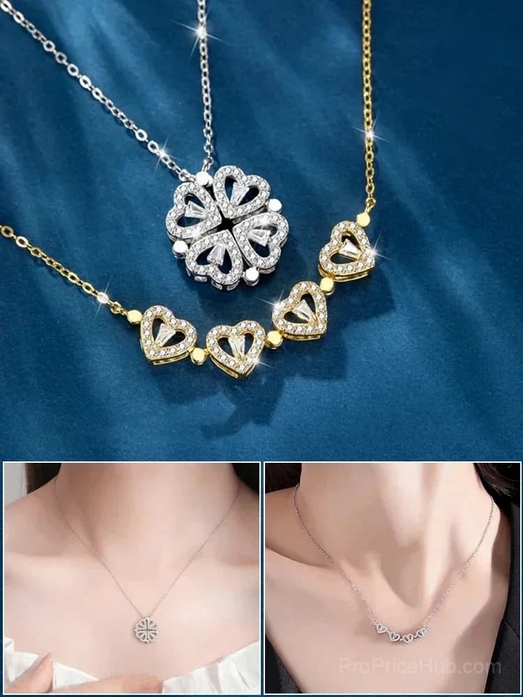 Transformable Lucky Heart Clover Pendant Necklace - View 7
