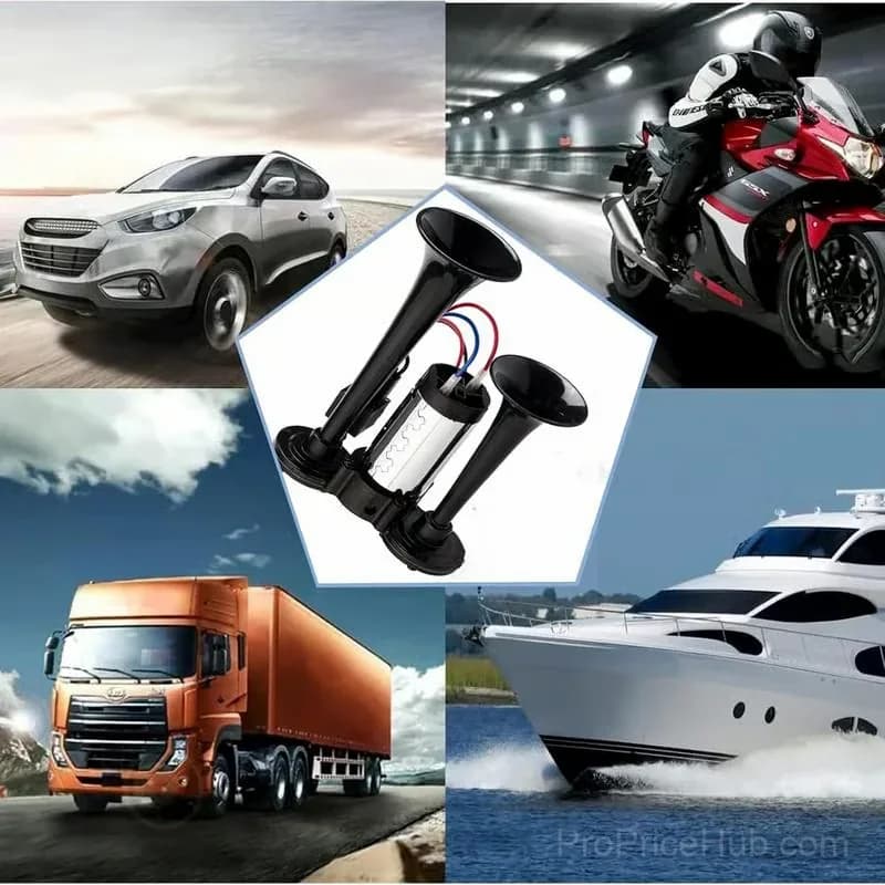 12V 135dB Train Air Horn for Vehicles, Black - View 4