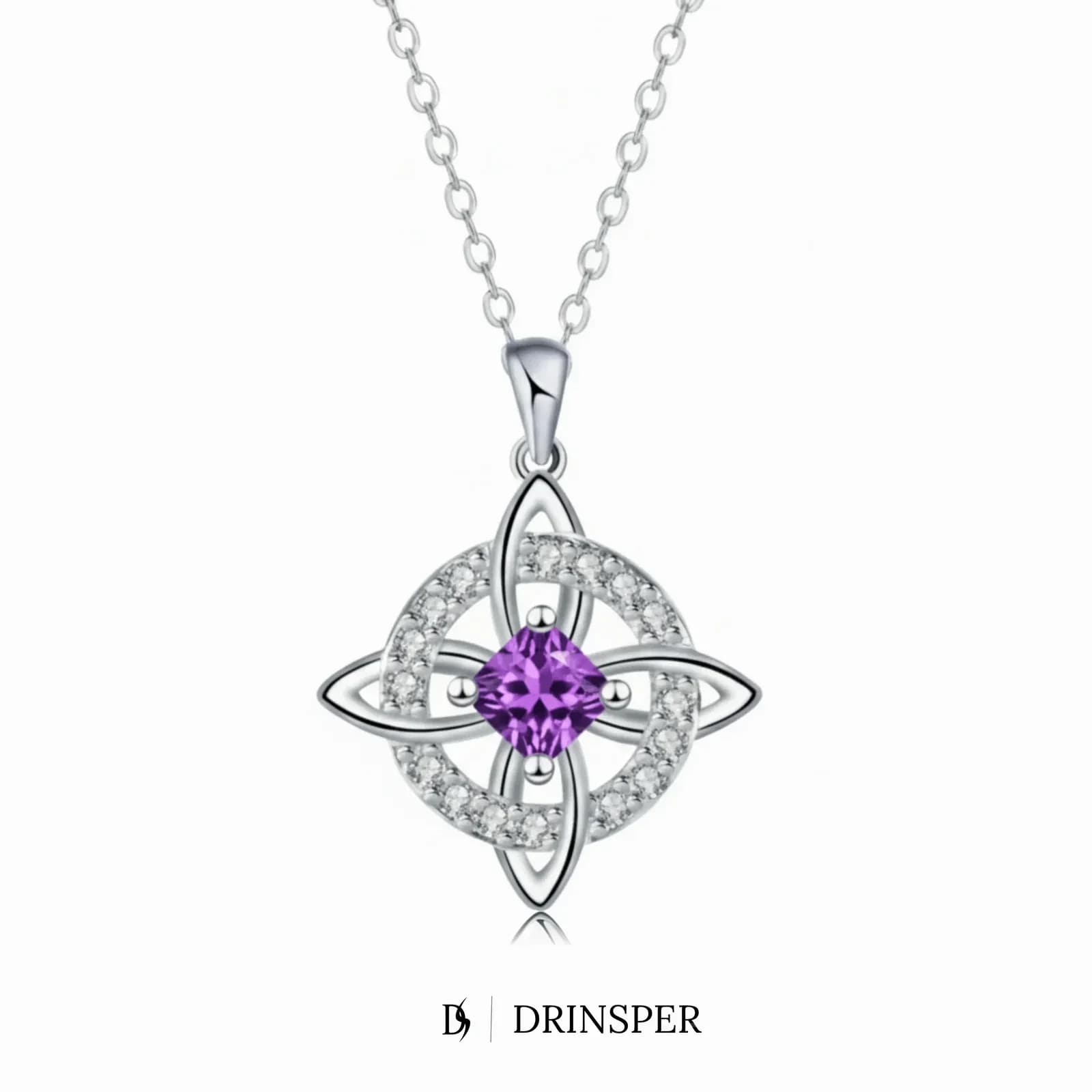 Natural Crystal Witches Knot Necklace – Birthstone Pendant Jewelry - View 3