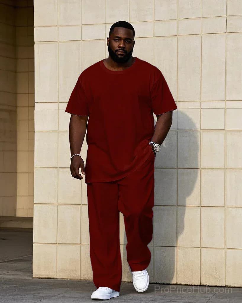 Big Men's Short Sleeve T-Shirt and Pants Set - 7 Solid Colors - View 7