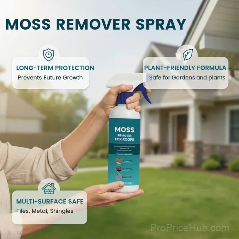 Multi-Surface Roof Moss & Algae Cleaner Spray, Professional Stain Remover & Protective Shield - View 1