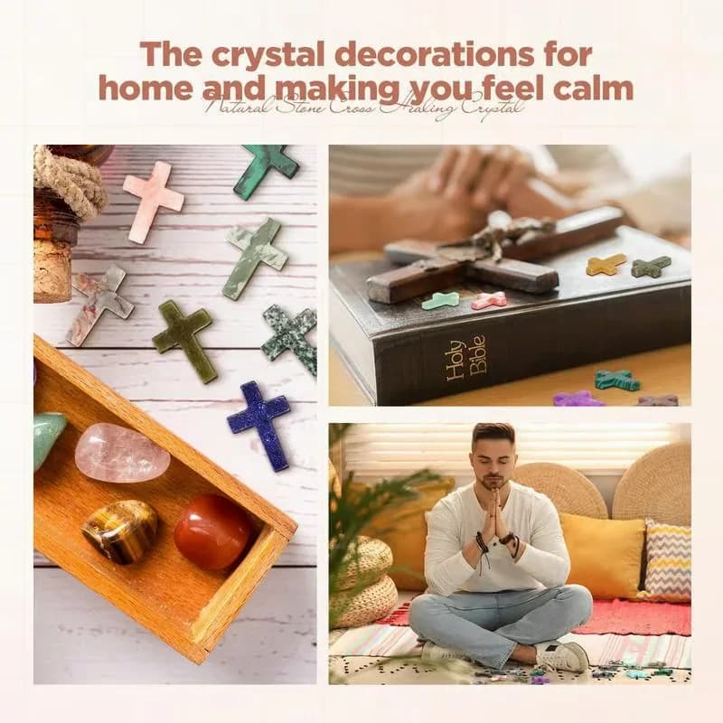 50-Piece Handmade Natural Crystal Cross Ornaments, Random Color - View 8