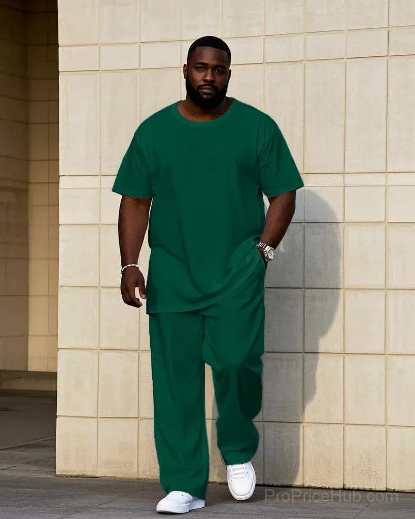 Big Men's Short Sleeve T-Shirt and Pants Set - 7 Solid Colors - View 21