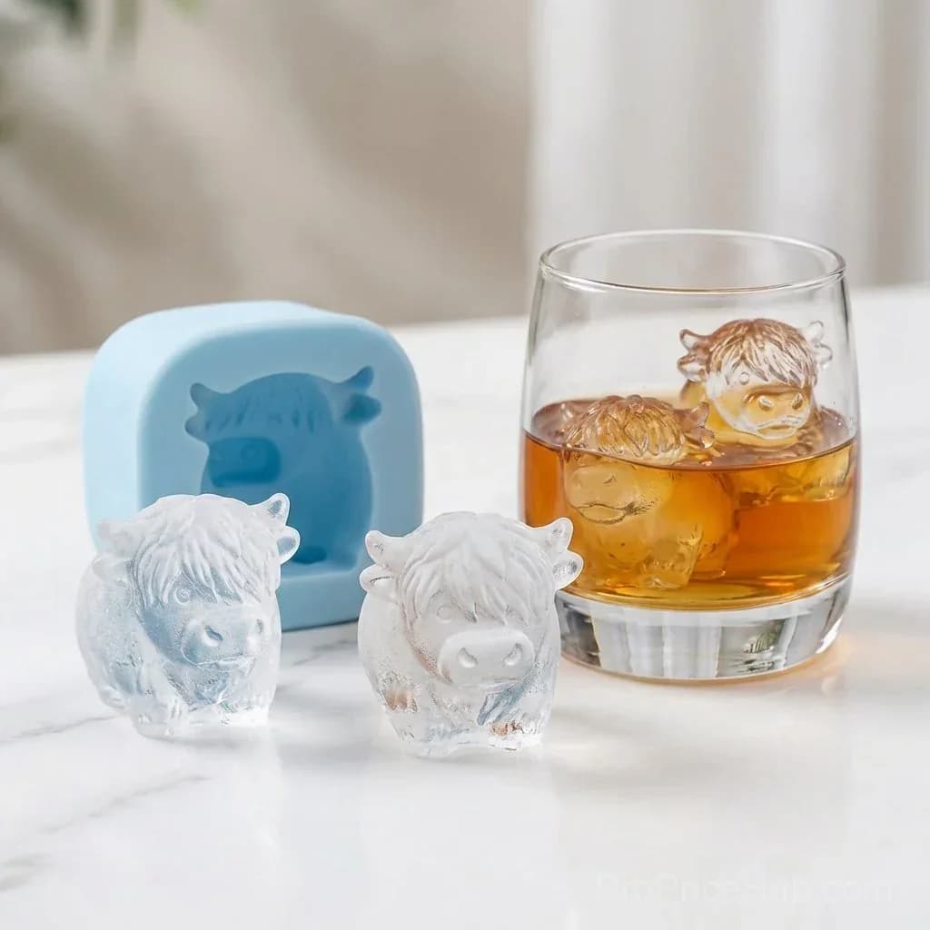 Mini Highland Cow 3D Ice Cube & Dessert Mold for Drinks & Parties - View 2