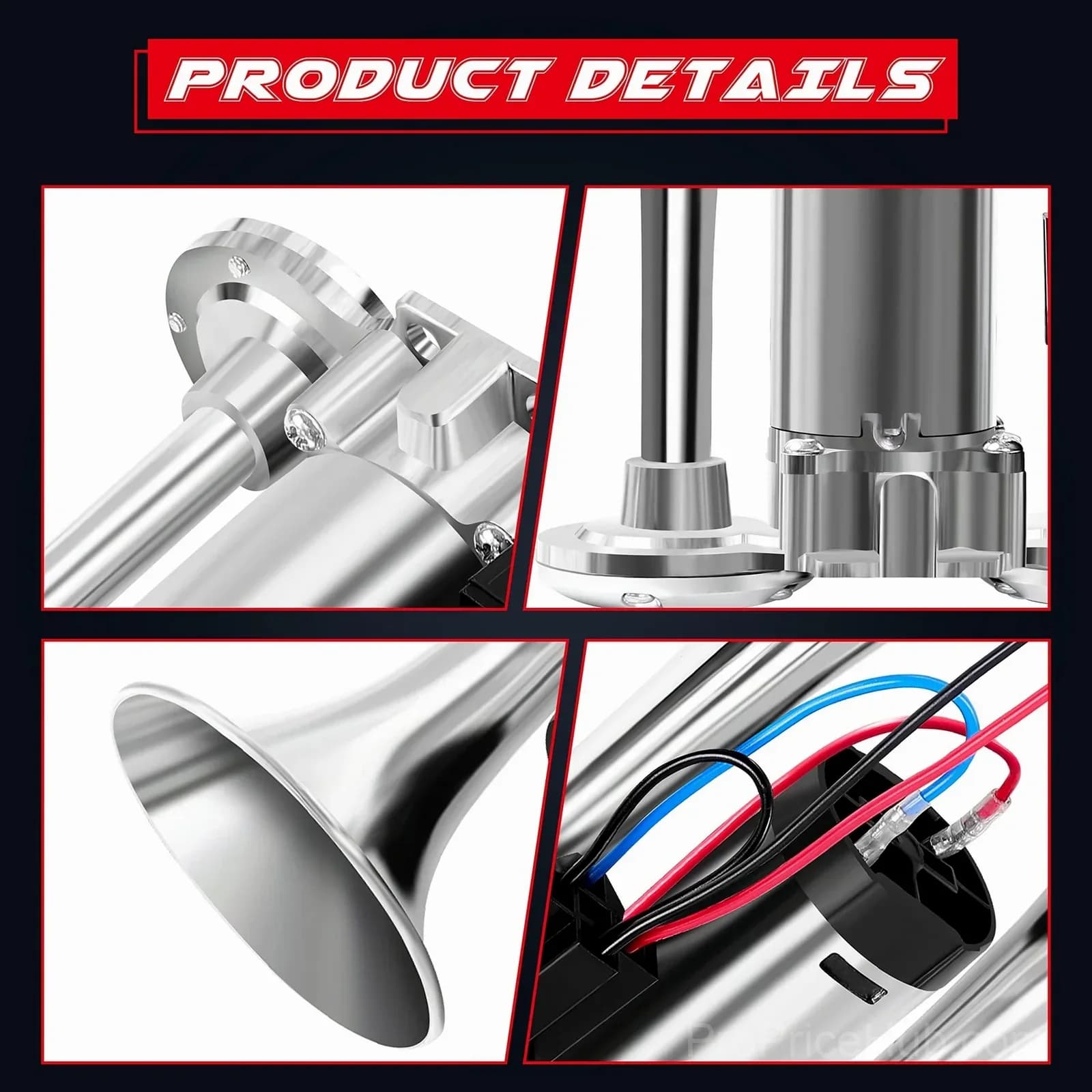 12V 135dB Train Air Horn for Vehicles, Black - View 10