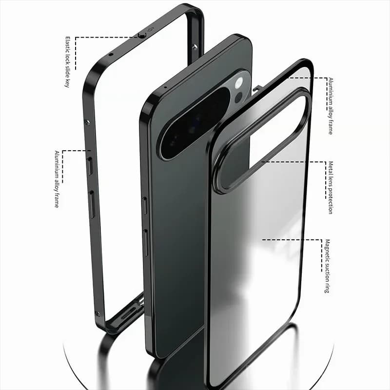 Pixel 10 Magnetic Aluminum Frame Phone Case, Black - View 3