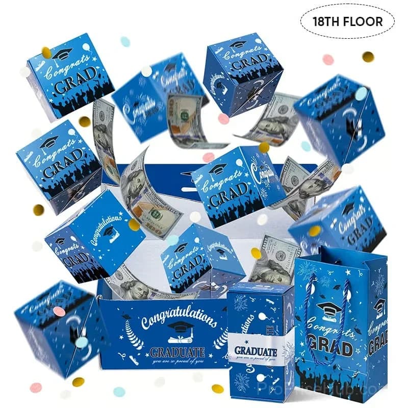 Blue 12-Layer Graduation Pop-Up Gift Box - View 3