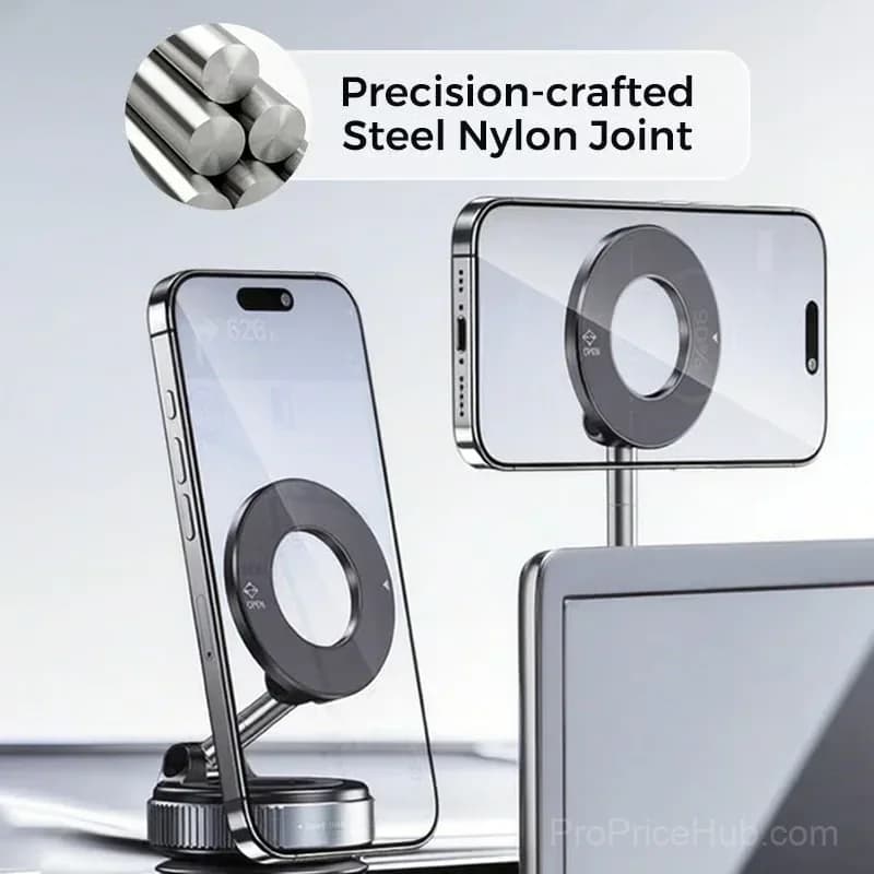 Foldable Magnetic Car Phone Holder, Black - View 5