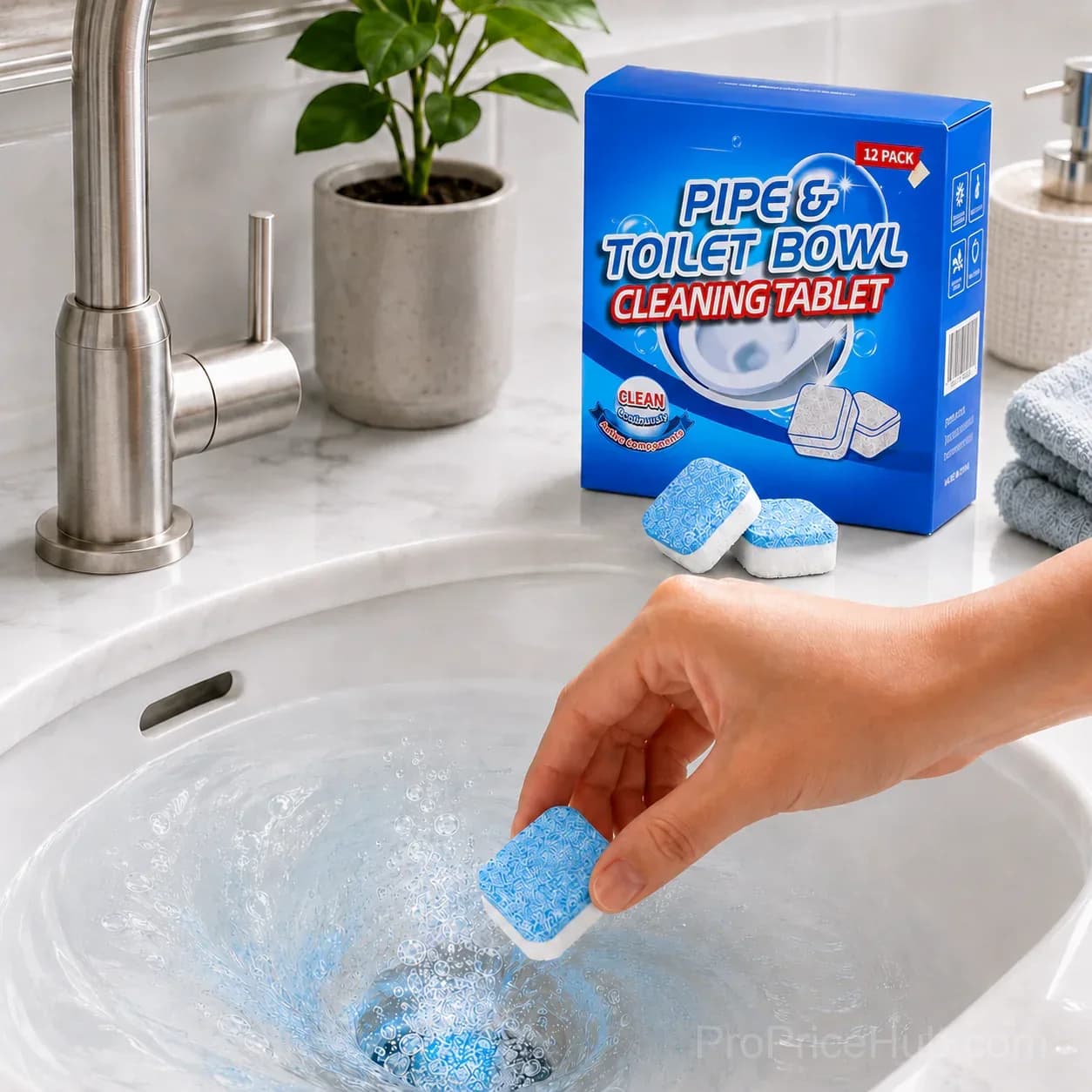 Drain Cleaning Tablets 12-Pack for Sinks, Showers & Washing Machines - View 2