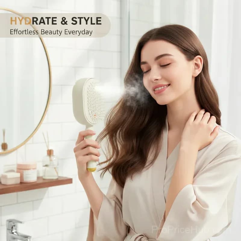 Electric Spray Massage Hair Comb, Beige - View 5