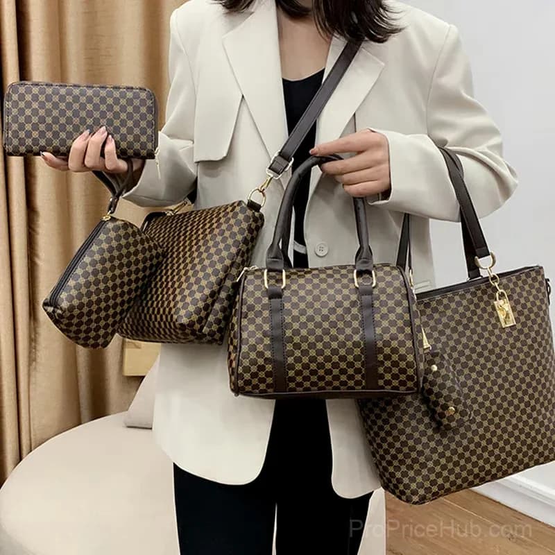 6-in-1 Printed Mother & Baby Shoulder/Crossbody Bag Set, Black - View 5