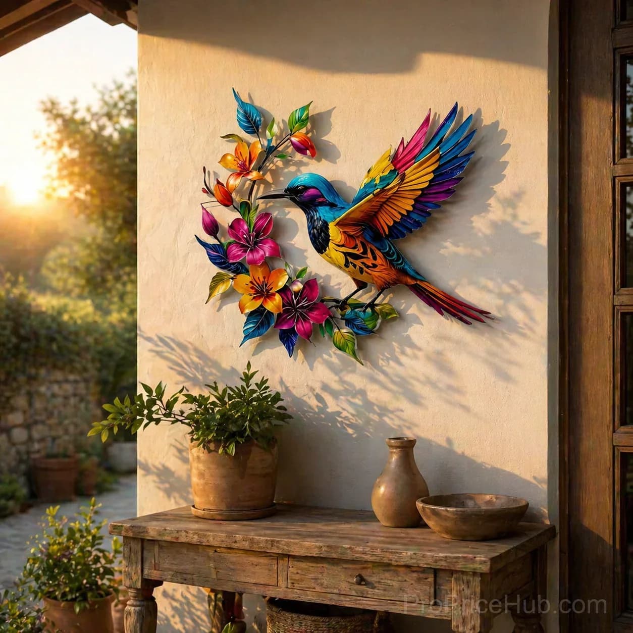 Hummingbird Bloom Metal Wall Art - View 1