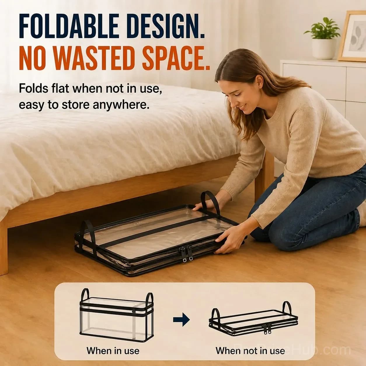 Portable Large Heavy-Duty Clear Plastic Storage Box with Hinged Lid - View 9