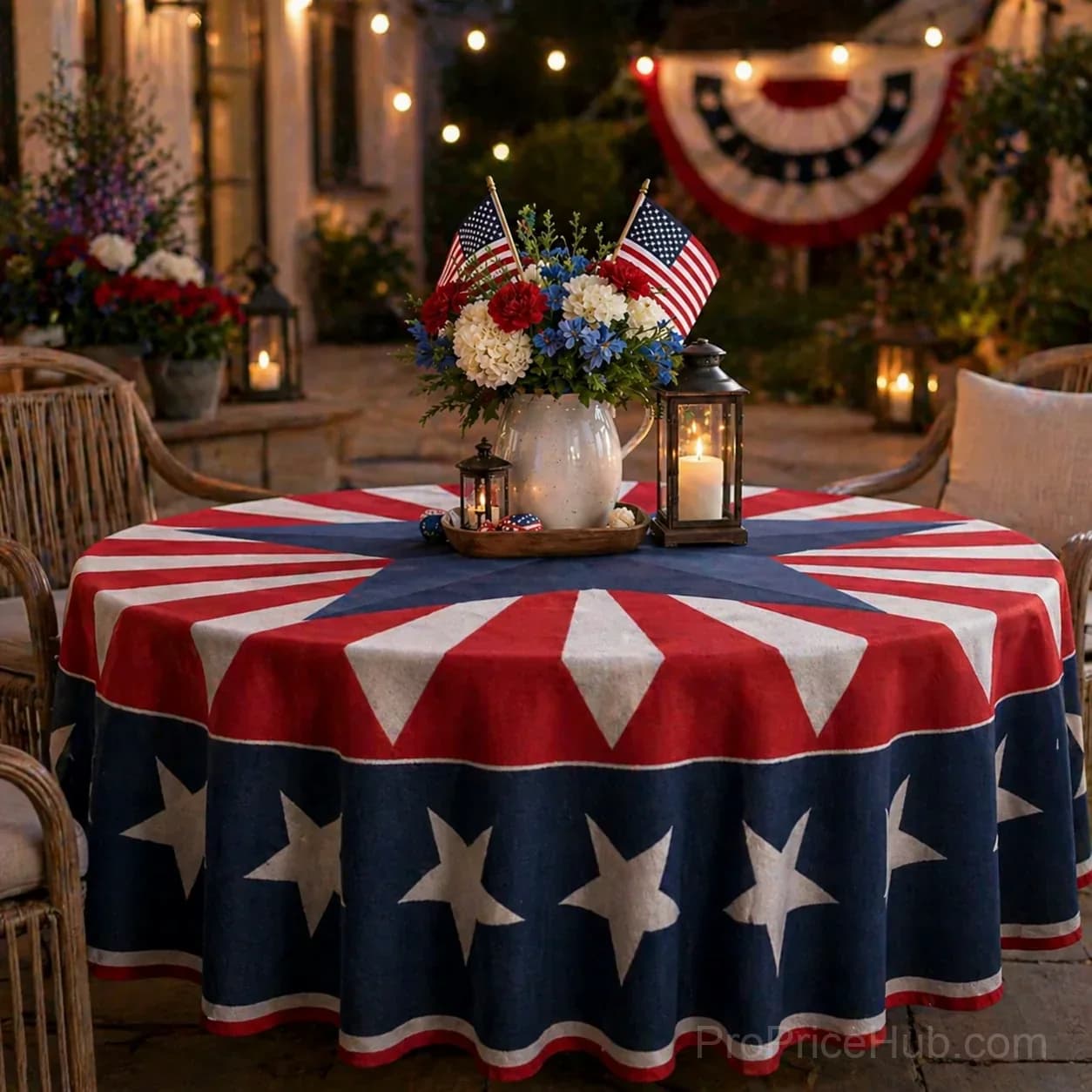Patriotic Starburst Round Tablecloth - July 4th Independence Day Decor & Outdoor Picnic Cover - View 17