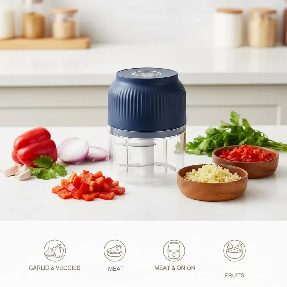 Electric Garlic Chopper - Mini Portable Veggie Cutter - View 5