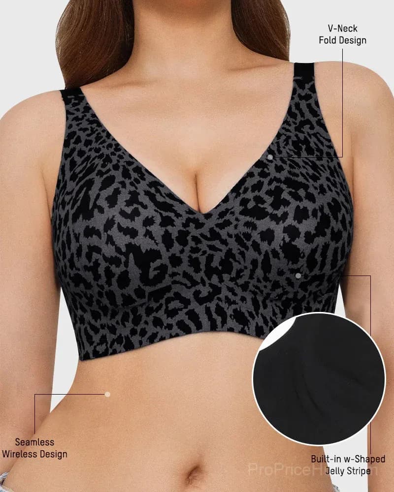 Wireless Leopard V-Neck Contour Bra - View 12