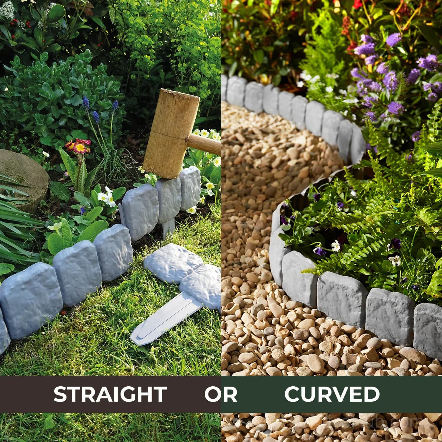 Interlocking Stone-Effect Garden Edging - View 7