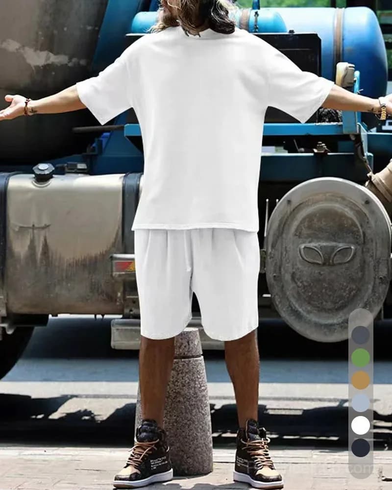 Men's Casual Loose Fit Solid Sports Set (M-8XL) - View 16