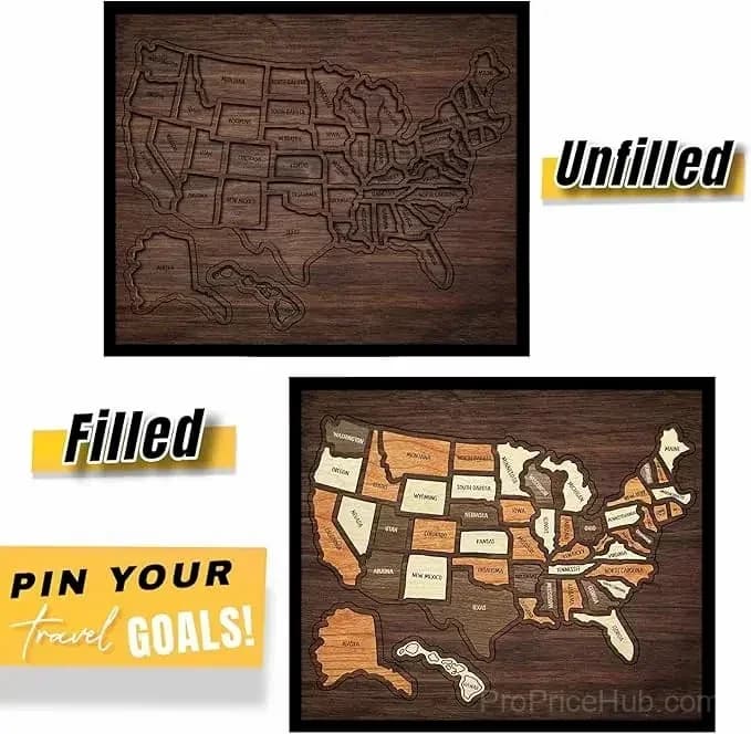 Wooden USA Travel Map Puzzle - Track Your Journey & Memories - View 2