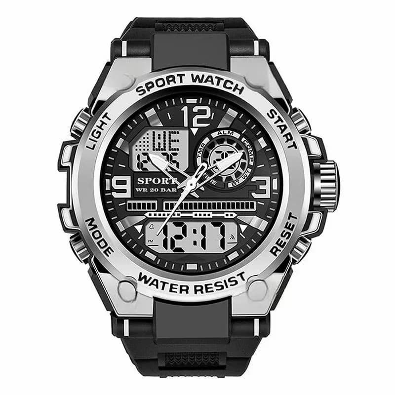 Men's Waterproof Sports Watch with Luminous Display, Black - View 9