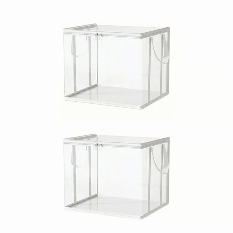 Large Clear Thick Plastic Storage Boxes with Hinged Lids, 2-Pack - View 7