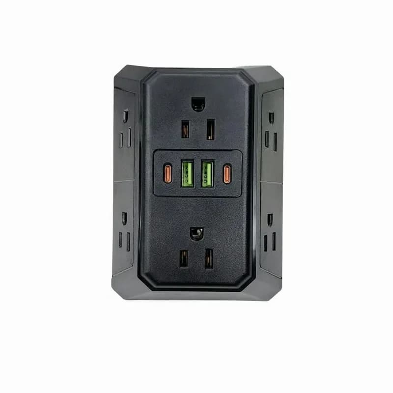 White 6-Outlet Multi-Plug Wall Outlet Extender - View 2