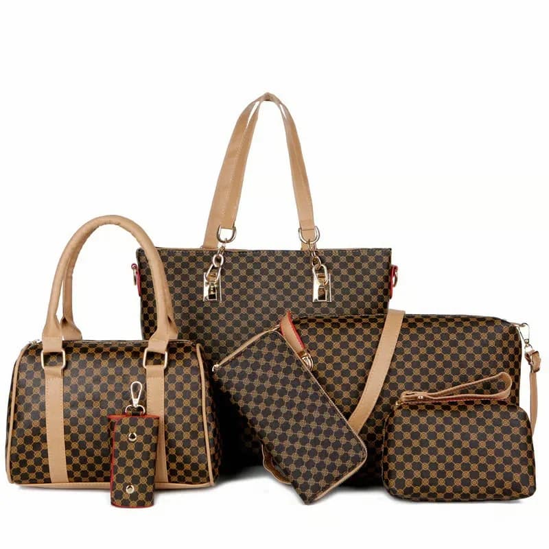 6-in-1 Printed Mother & Baby Shoulder/Crossbody Bag Set, Black - View 9