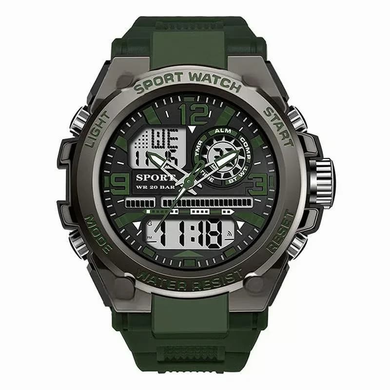 Men's Waterproof Sports Watch with Luminous Display, Black - View 10