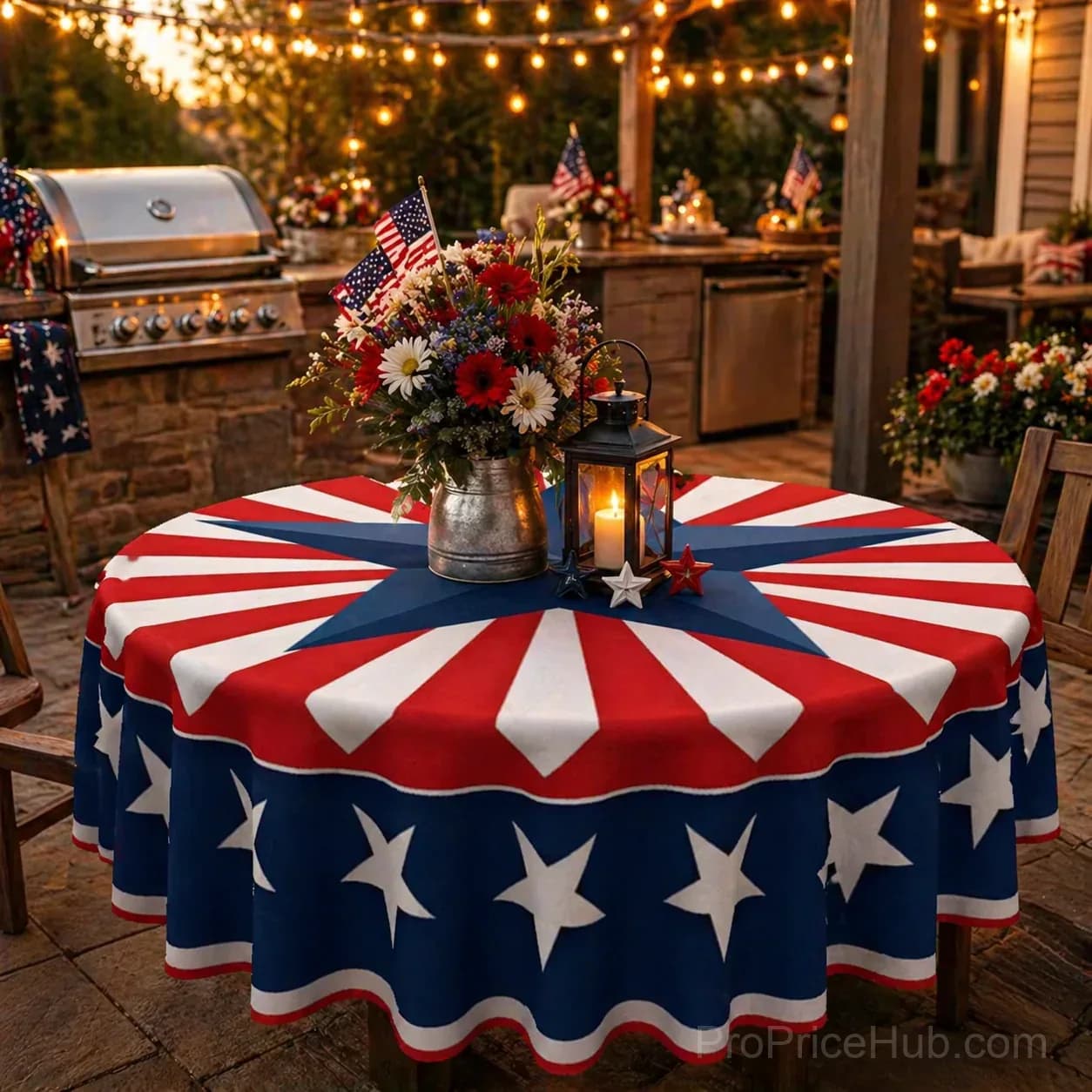 Patriotic Starburst Round Tablecloth - July 4th Independence Day Decor & Outdoor Picnic Cover - View 20