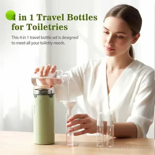 4-in-1 Refillable Travel Toiletry Dispenser, Green, No Bag - View 4