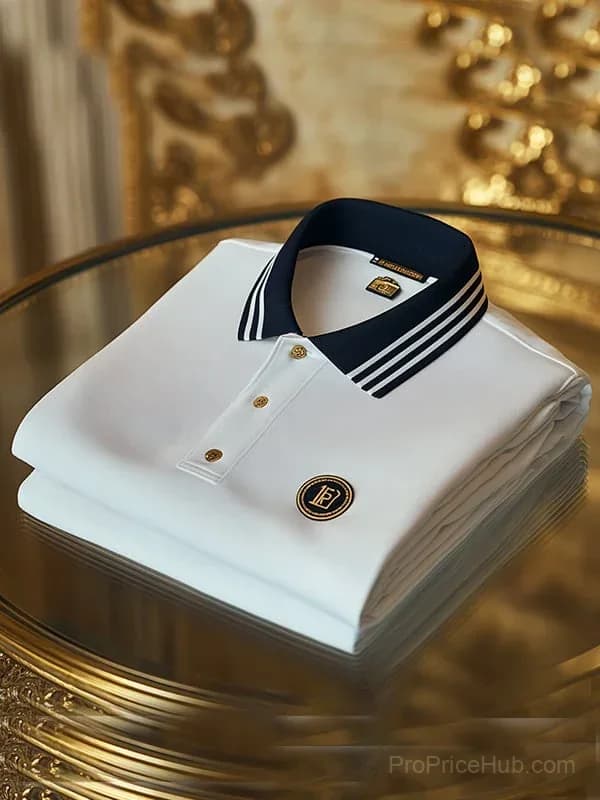 Men's Retro Business Stripe Long Sleeve Polo - View 1