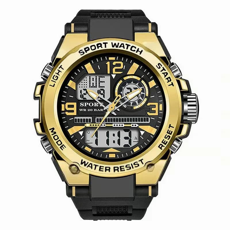 Men's Waterproof Sports Watch with Luminous Display, Black - View 11