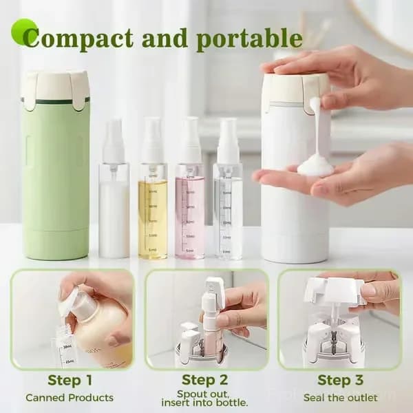 4-in-1 Refillable Travel Toiletry Dispenser, Green, No Bag - View 2