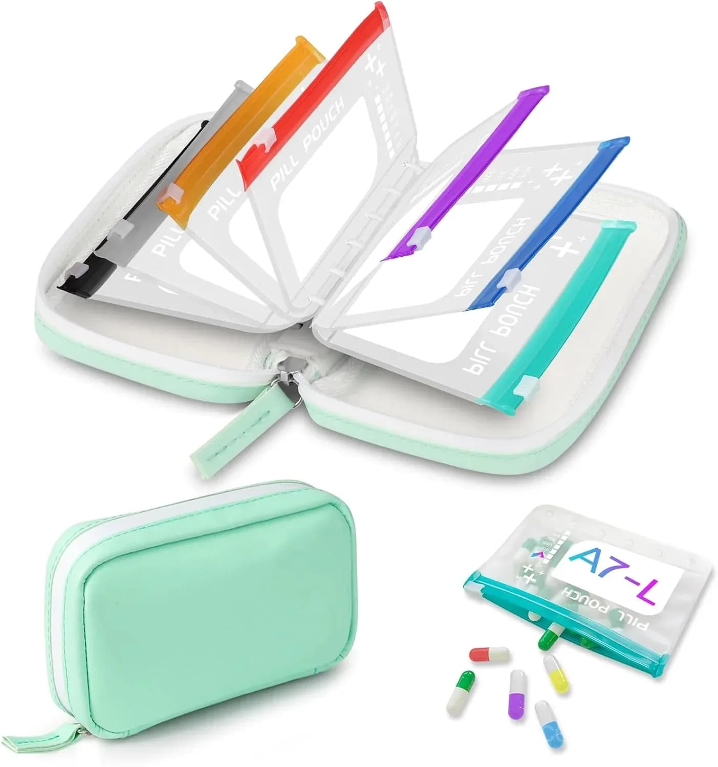 Waterproof Pill Pouch Set - 14 Bags for Storage & Organization - View 1