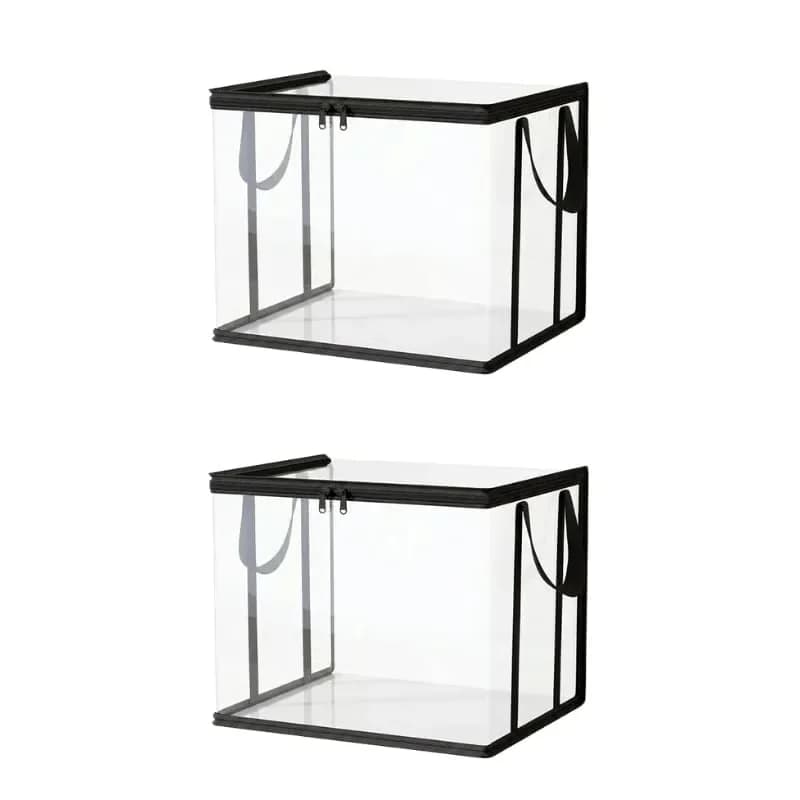 Large Clear Thick Plastic Storage Boxes with Hinged Lids, 2-Pack - View 6