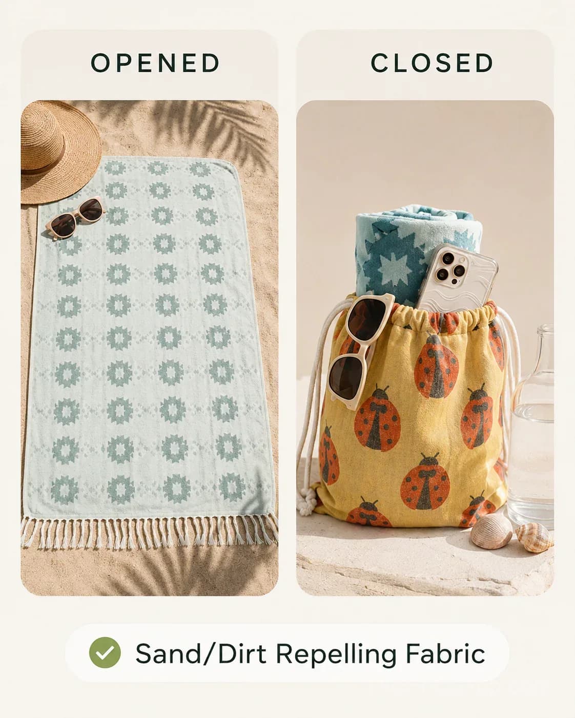 Sand Cloud 2-in-1 Turkish Cotton Towel Bag with Zip Pocket - View 6