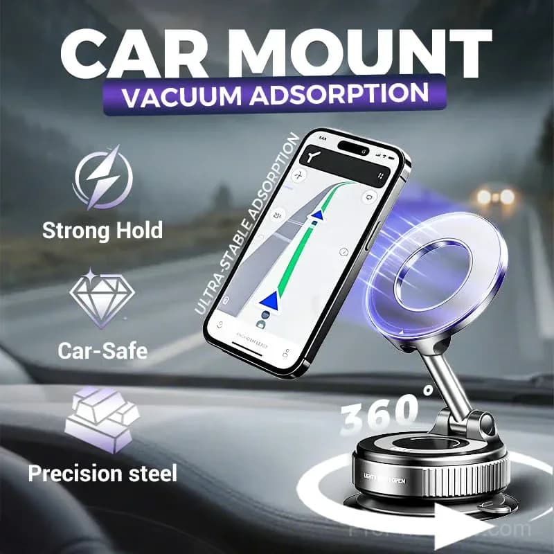 Foldable Magnetic Car Phone Holder, Black - View 2