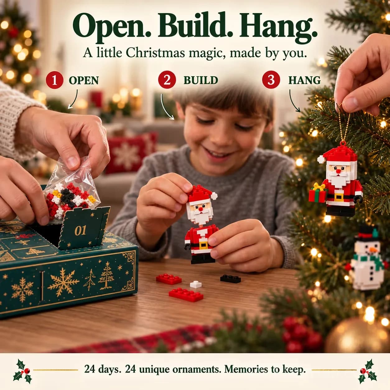 24-Day Mini Brick Christmas Ornament Advent Calendar - View 3