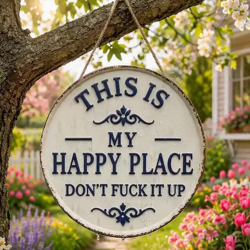 This Is My Happy Place Door Sign - Outdoor Garden Decor - View 3