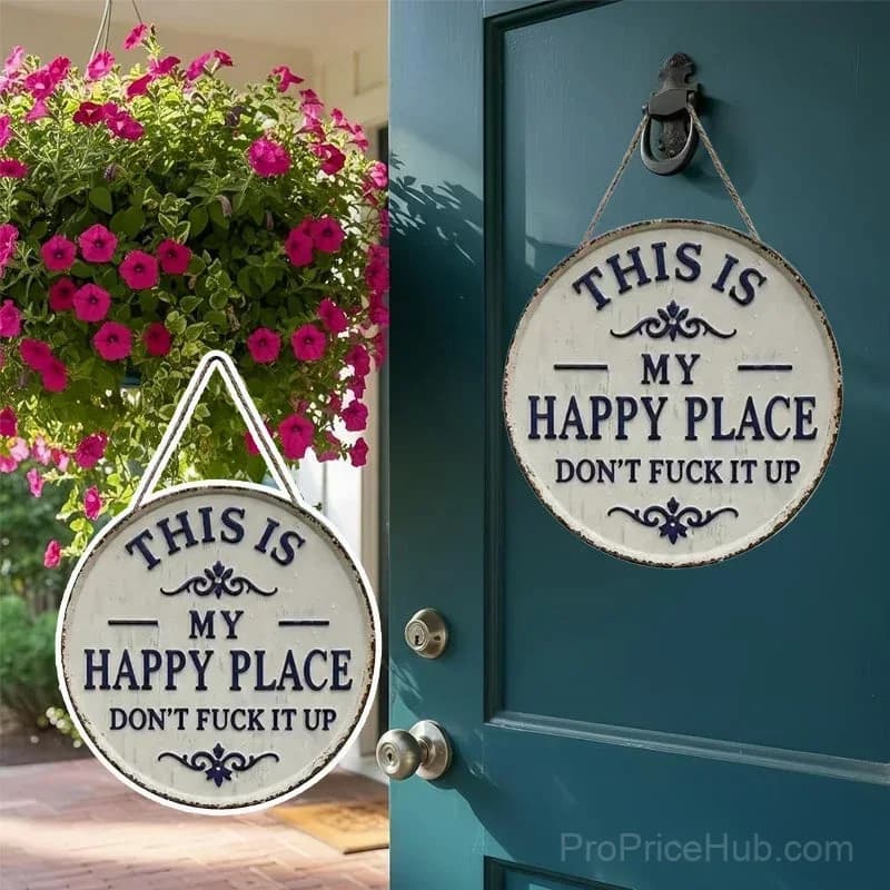 This Is My Happy Place Door Sign - Outdoor Garden Decor - View 2