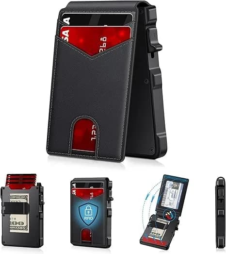 RFID Blocking Minimalist Pop-Up Wallet - Ultra Slim, One-Second Card Eject - View 1