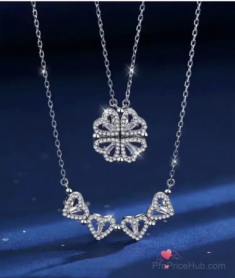 Transformable Lucky Heart Clover Pendant Necklace - View 12