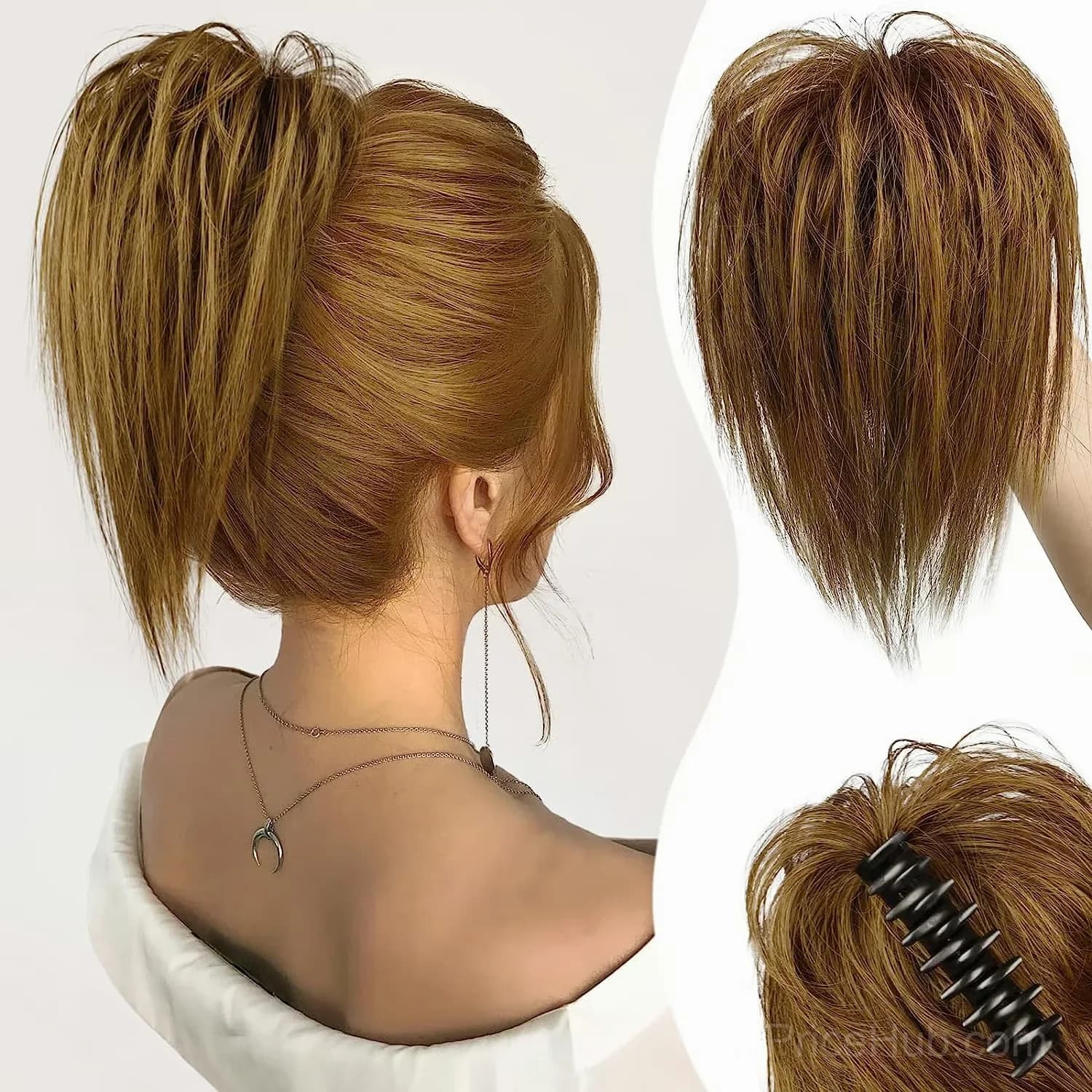 Blonde Hair Extension Clip for Messy Ponytail Volume - View 12