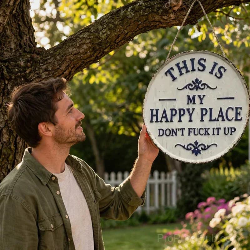 This Is My Happy Place Door Sign - Outdoor Garden Decor - View 5