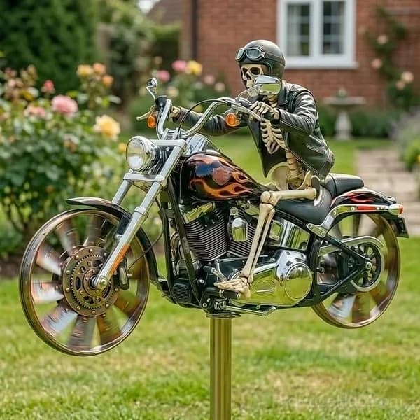 Skull Motorcycle Windmill - View 1